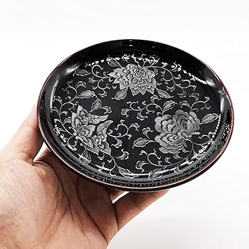Amazon.co.jp: 輪島塗 銘々皿 5客揃 5.0 溜 宝相華沈黒 WA5-2